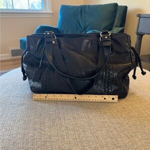 Lauren Ralph Lauren Black Leather Tote Bag